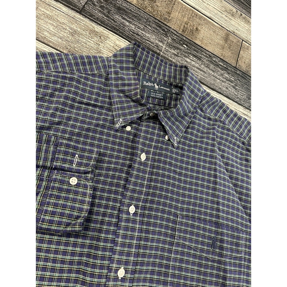 Polo‎ Ralph Lauren Big Shirt Mens XL Oxford Plaid Button Down Long Sleeve Pony